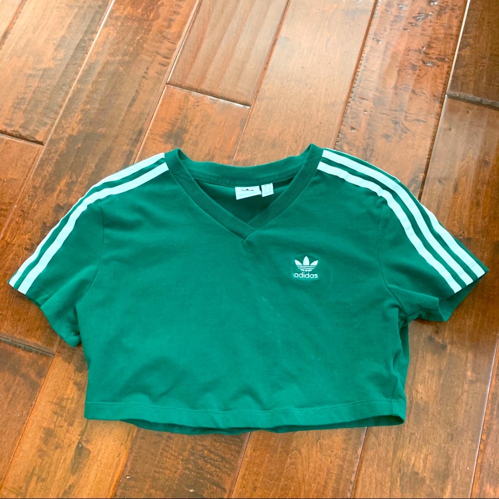 Adidas 3 Stripe Trefoil Cropped Top